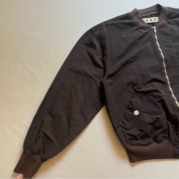 AMO brown long sleeve zip up bomber jacket - Picture 2 of 5